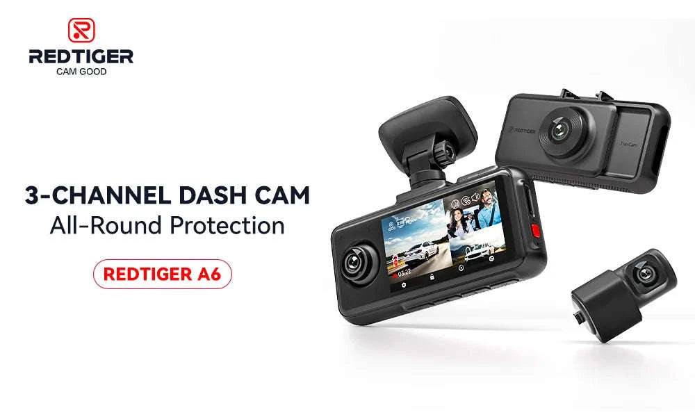 REDTIGER A6 4K 3-Channel Dash Cam with GPS and WiFi-A6 / United States / No Hardwired Kit