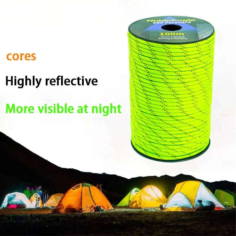 Reflective 7-Strand 4mm 550 Paracord Rope-fang Orange / 100M