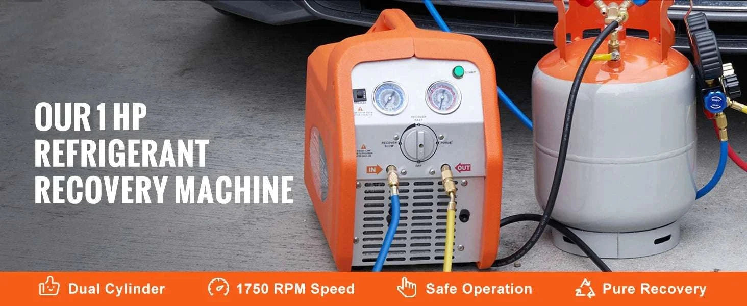 Refrigerant Recovery Machine 3/4 to 1HP HVAC AC Recovery Unit-1HP Dual Cylinder / CZECH REPUBLIC