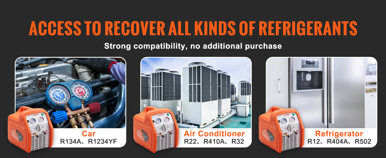 3/4HP–1HP Refrigerant Recovery Machine for AC & Automotive HVAC