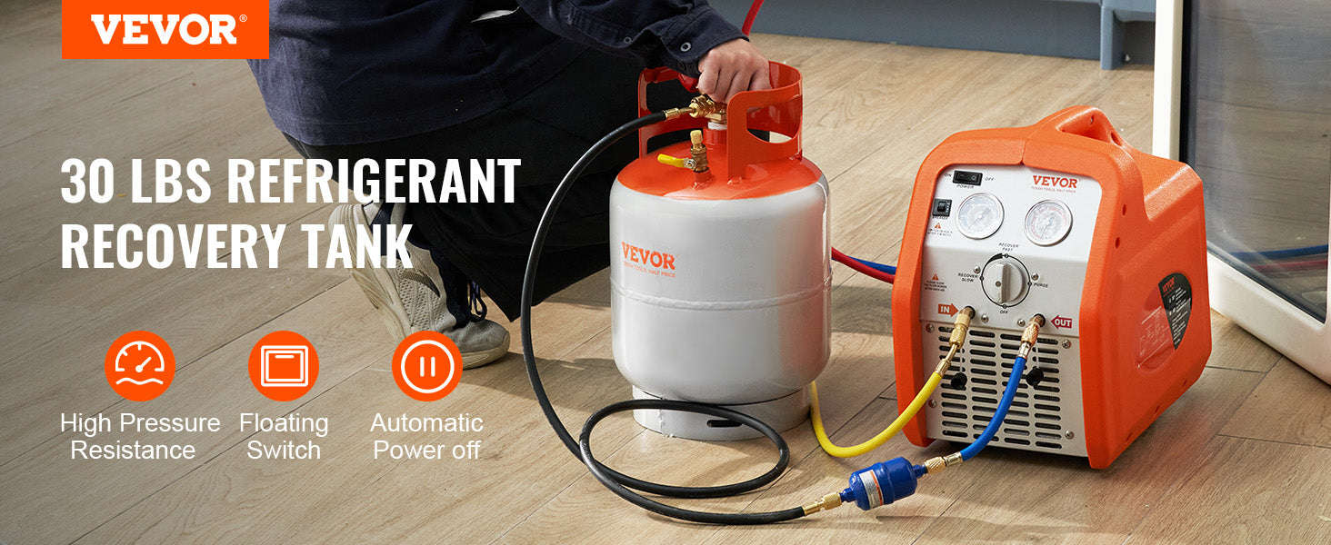 Refrigerant Recovery Tank 30 lb 400 PSI Portable Cylinder with Y-Valve-0.25inch / United States