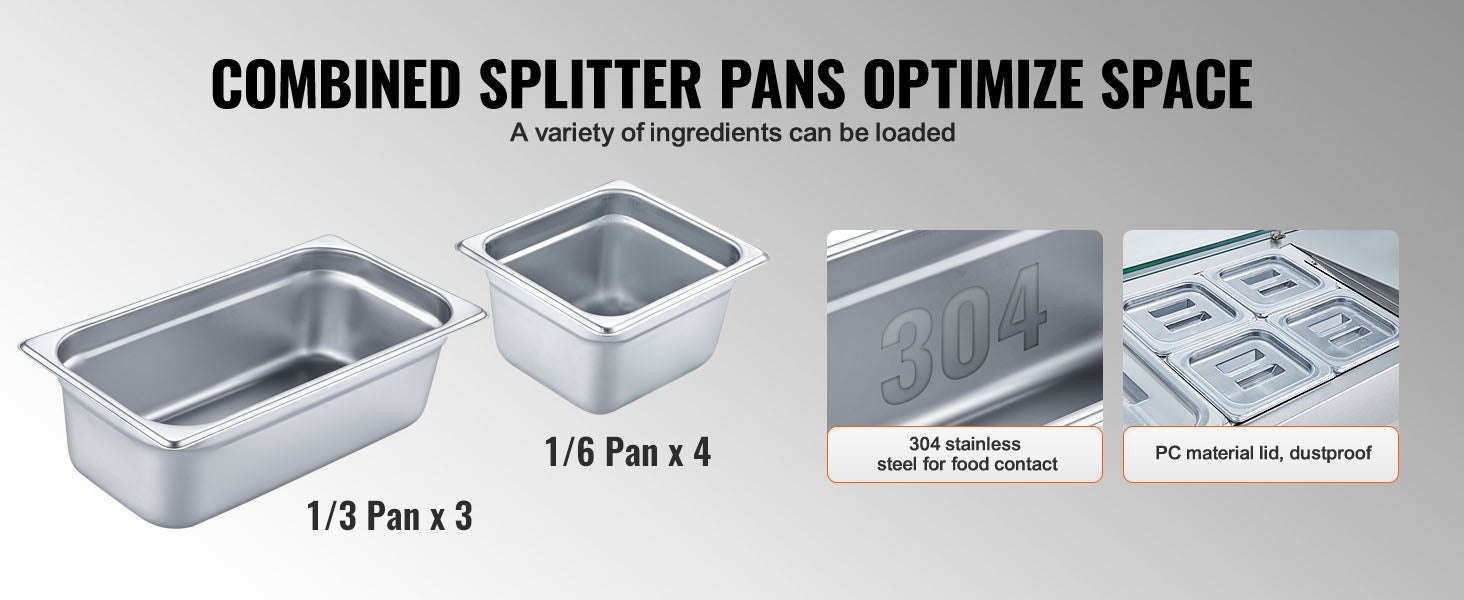 Refrigerated Condiment Prep Station with Glass Guard-140W / United States