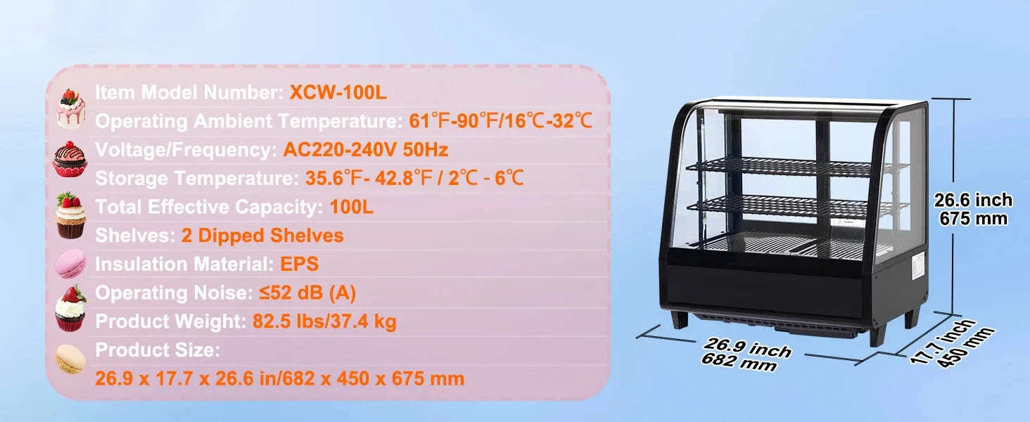 Refrigerated Display Case for Bakery-3cft cube / United States