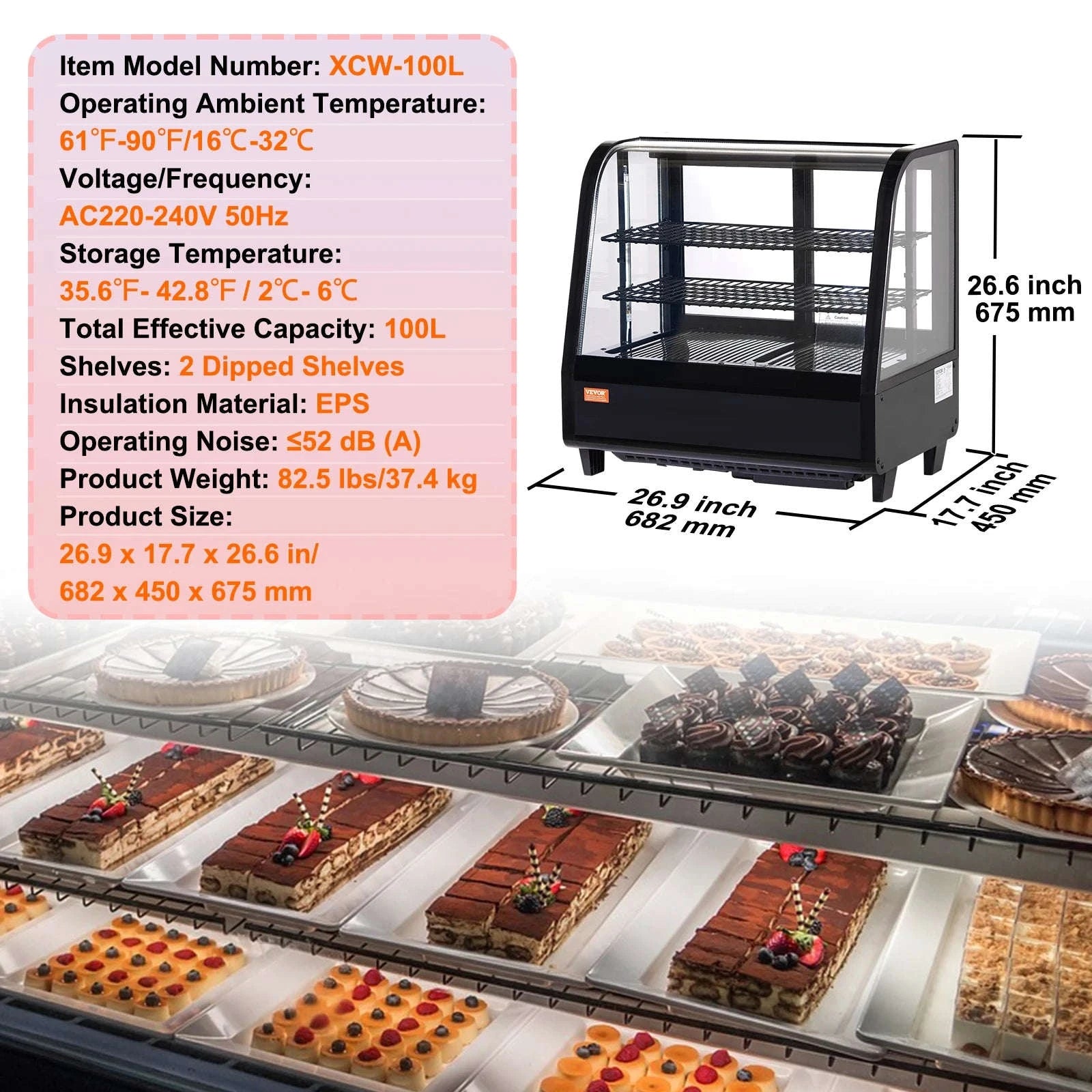 Refrigerated Display Case for Bakery-3cft cube / United States