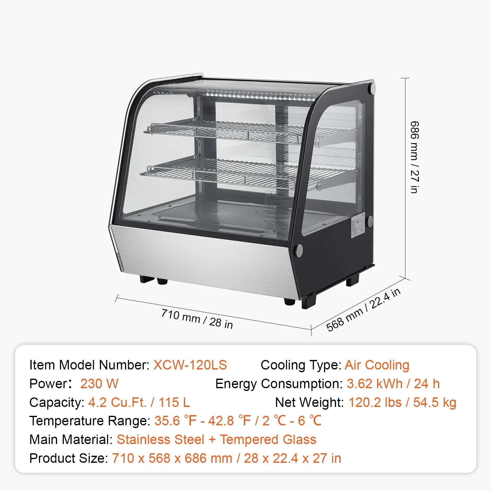 Refrigerated Display Case for Bakery-3cft cube / United States