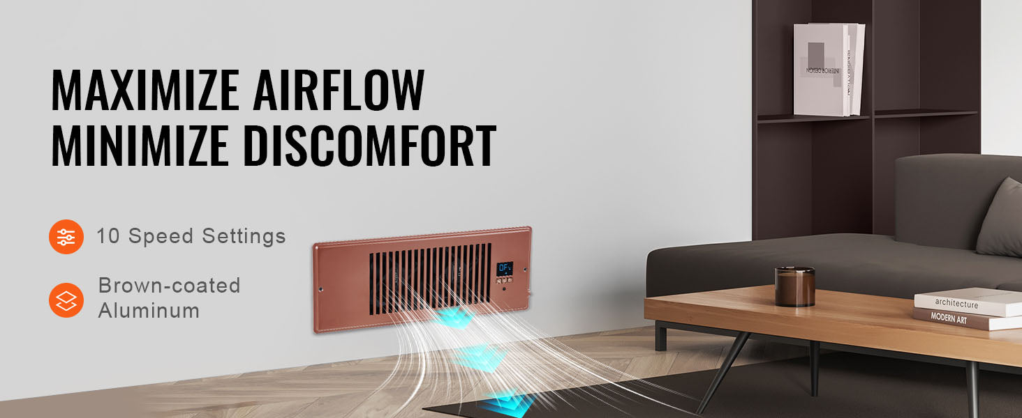 Ventilatore booster SucceBuy 4x12in, ventilatore a condotto da 100CFM, 10 velocità regolabili con controller intelligente LCD per parete e pavimento