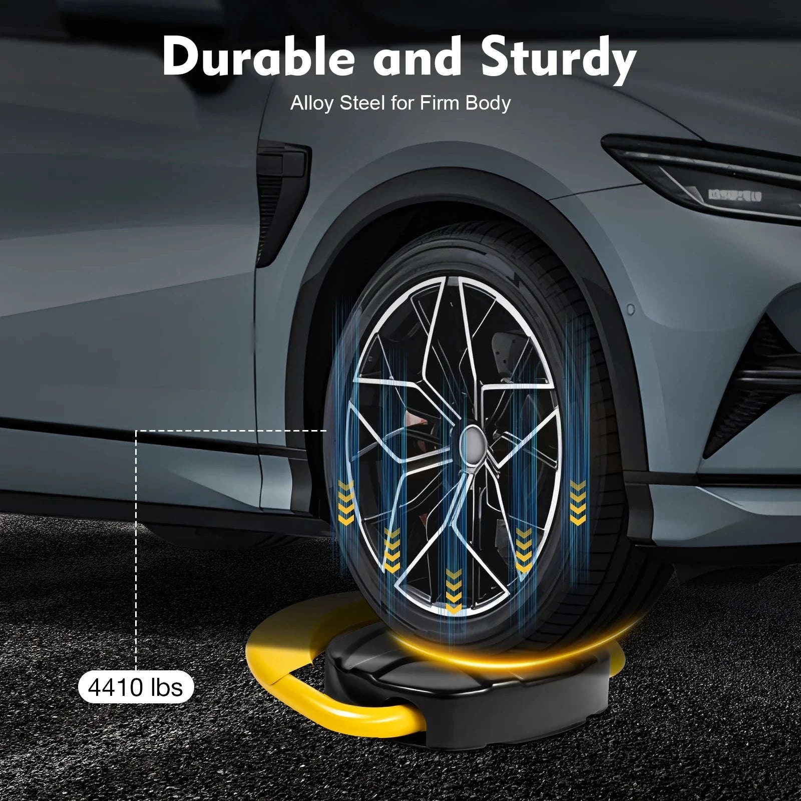 Remote Control Parking Lock Barrier with Alarm & 180° Foldable Arm-Yellow / UNITED KINGDOM