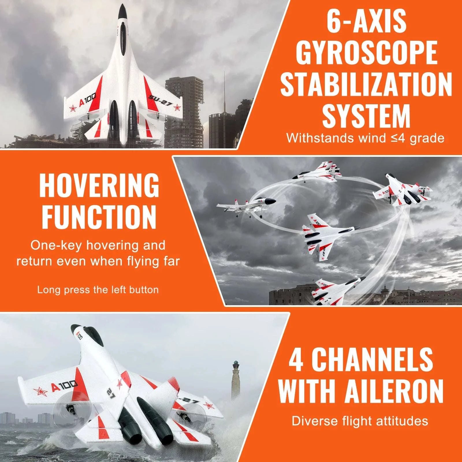 Remote Control RC Airplane 4-Channel Glider with 2 Batteries-