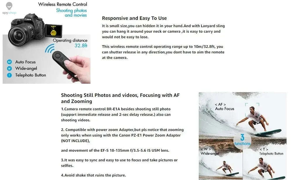 RemoteShot BR‑E1 Wireless Bluetooth Shutter Release for Canon-Black BR-E1A / CHINA