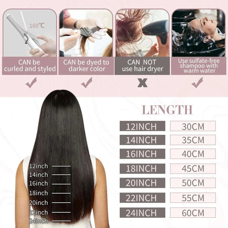 Remy Human Hair Tape-In Extensions Straight Seamless Natural Blend-1B-silver-1B / 20 pcs / 24 Inches