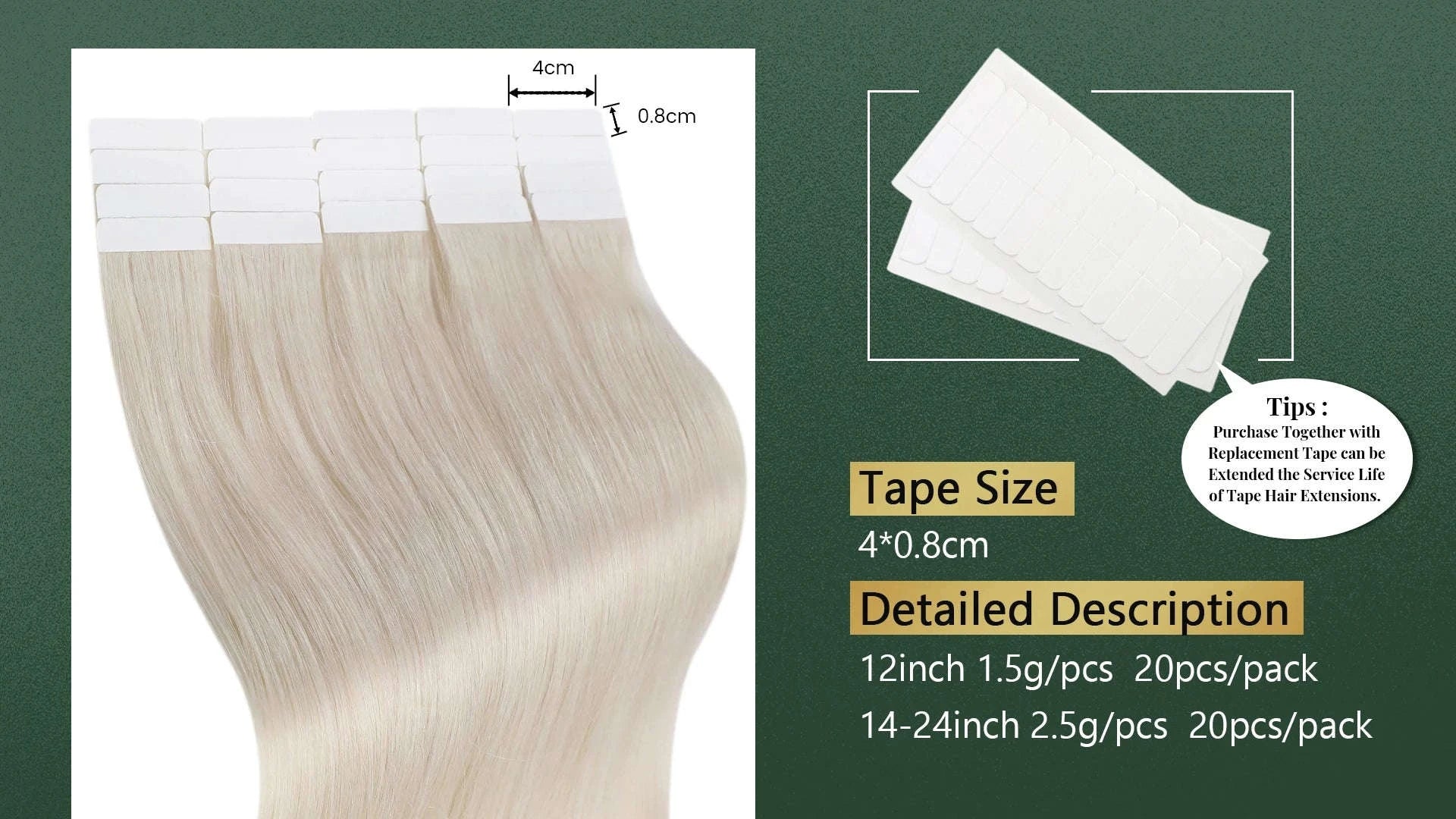 Remy Human Hair Tape-In Extensions Straight Seamless Natural Blend-1B-silver-1B / 20 pcs / 24 Inches