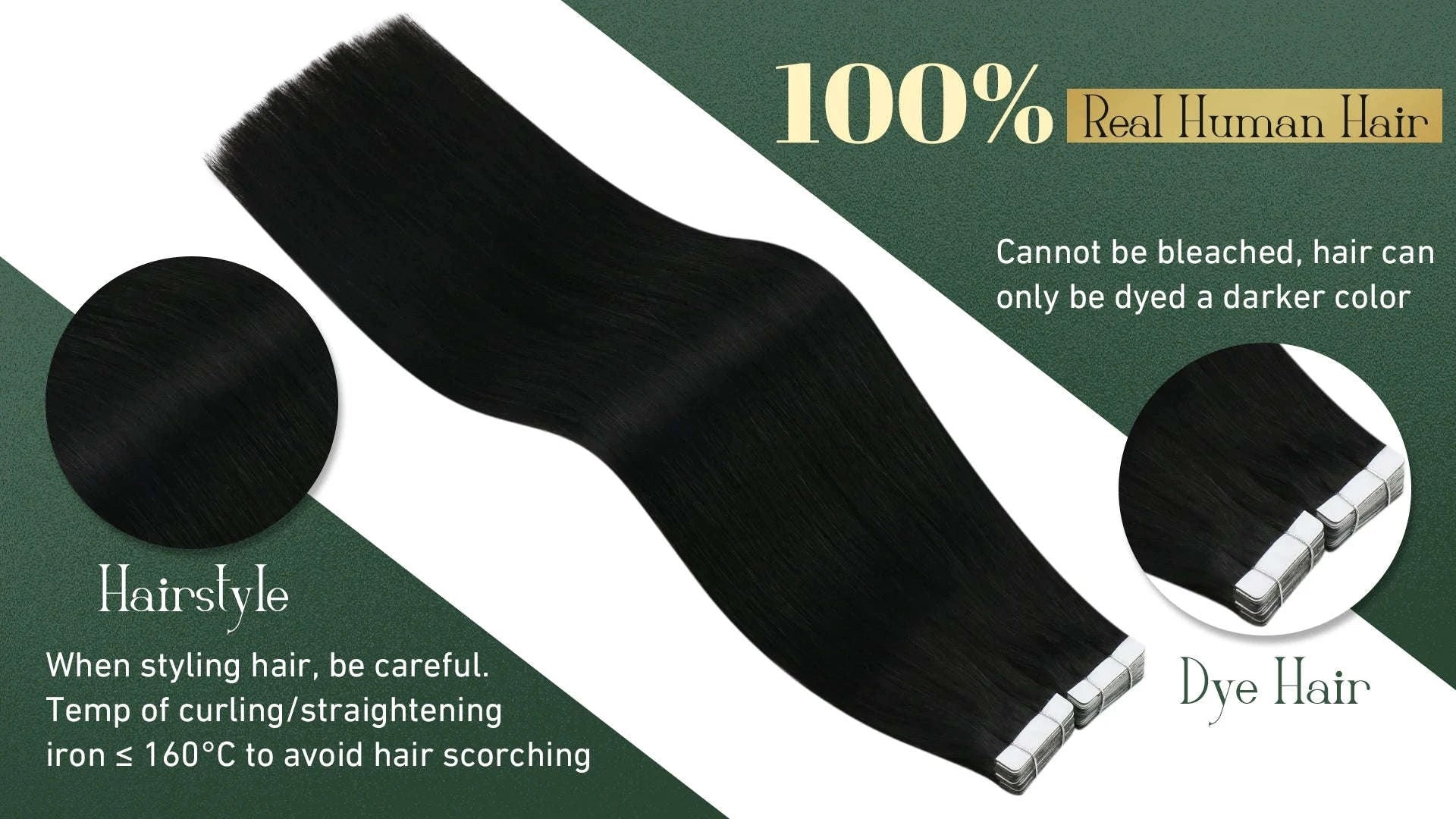 Remy Human Hair Tape-In Extensions Straight Seamless Natural Blend-1B-silver-1B / 20 pcs / 24 Inches