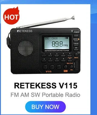 Retekess V115 Portable Radio with USB Recorder-V115