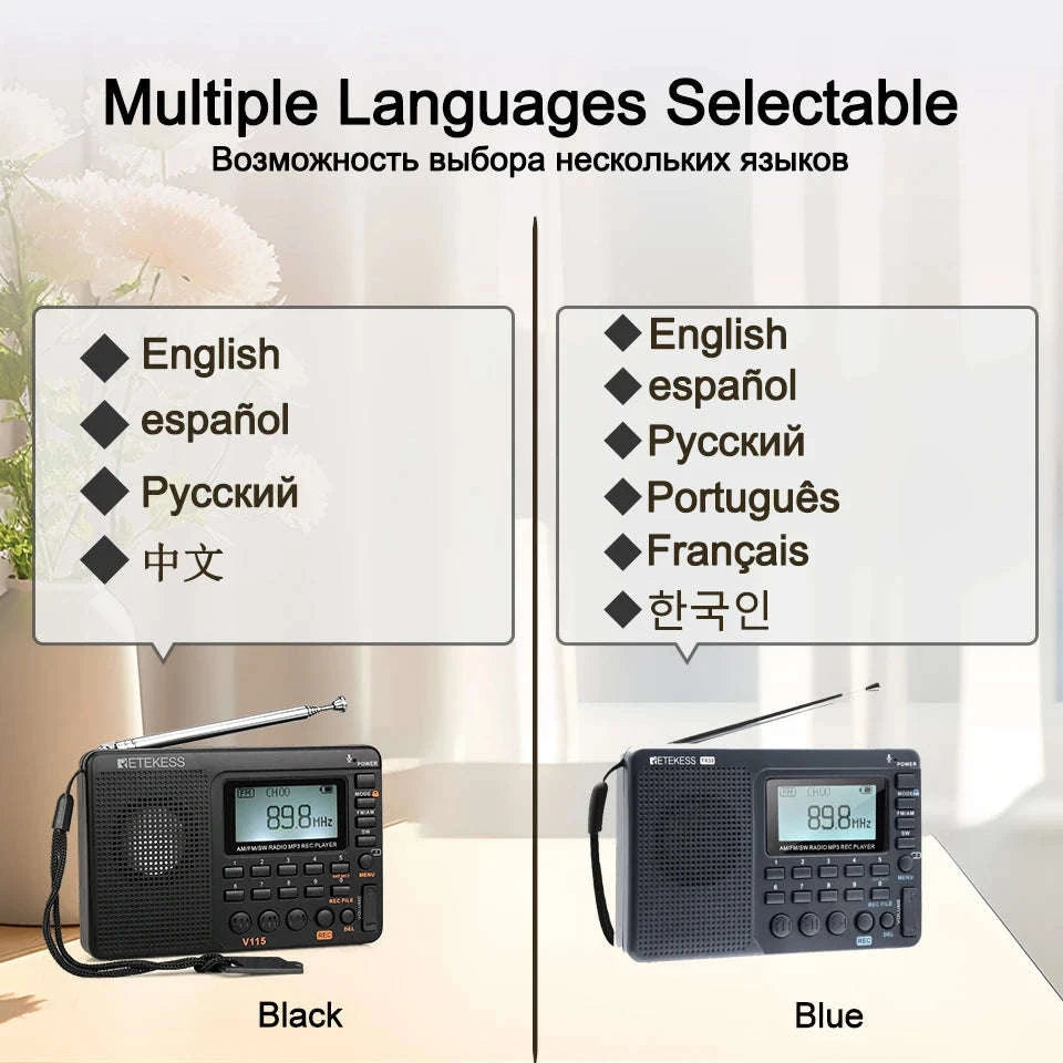 Retekess V115 Portable Radio with USB Recorder-V115