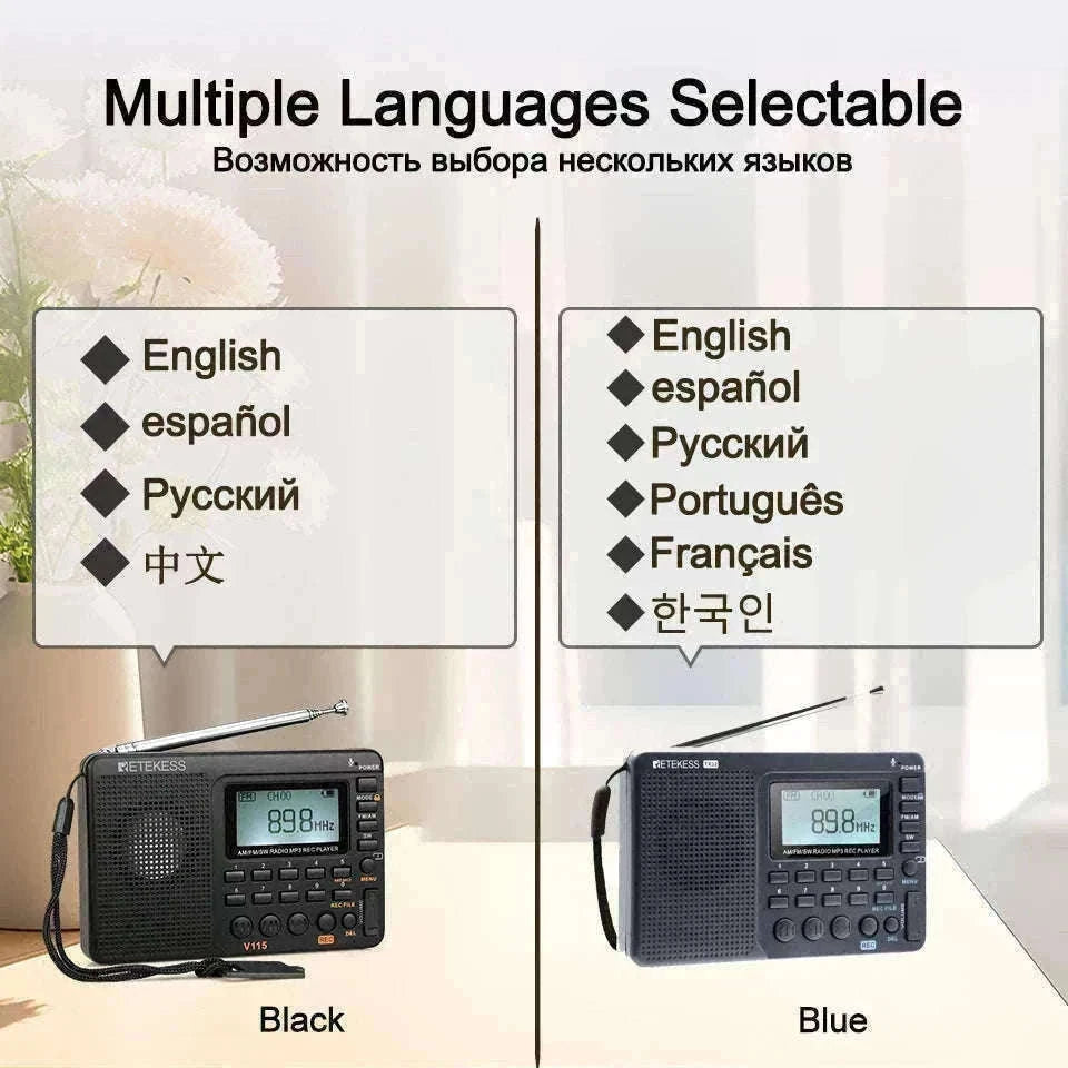 Retekess V115 Portable Radio with USB Recording-V115