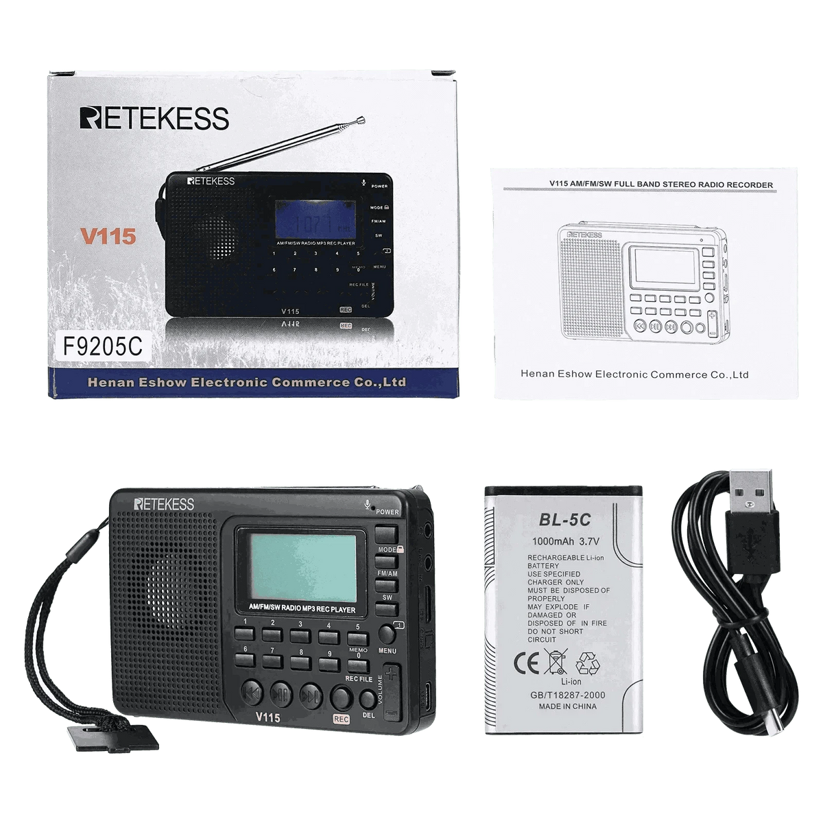 Retekess V115 Portable Radio with USB Recording-V115