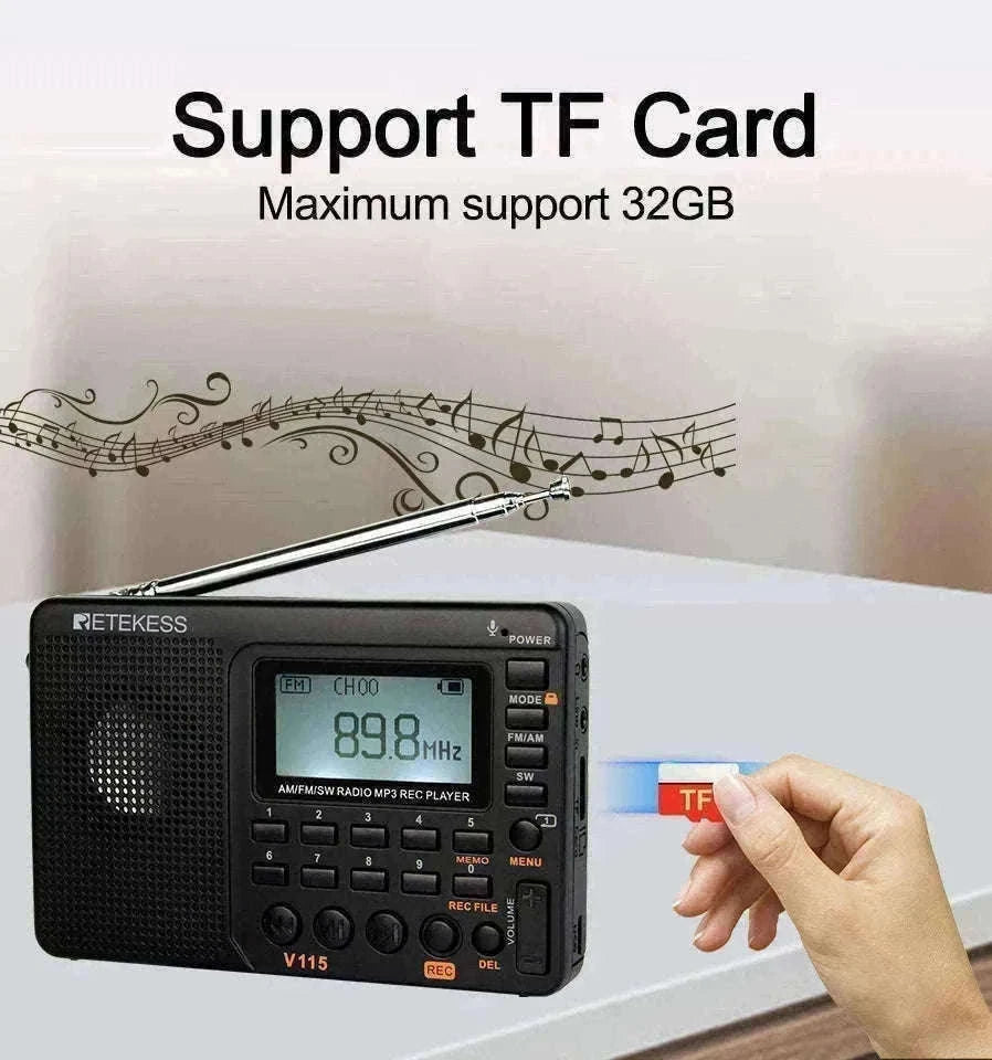 Retekess V115 Portable Radio with USB Recording-V115