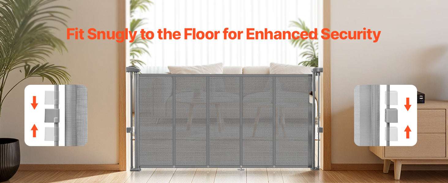 Retractable Baby Gate 34" Tall Extendable Mesh Safety Gate-Grey / 71inch / france
