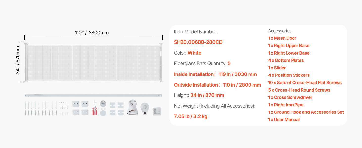 Retractable Baby Gate for Stairs & Doorways Extends Up to 110” Wide-71 inch Black / United States