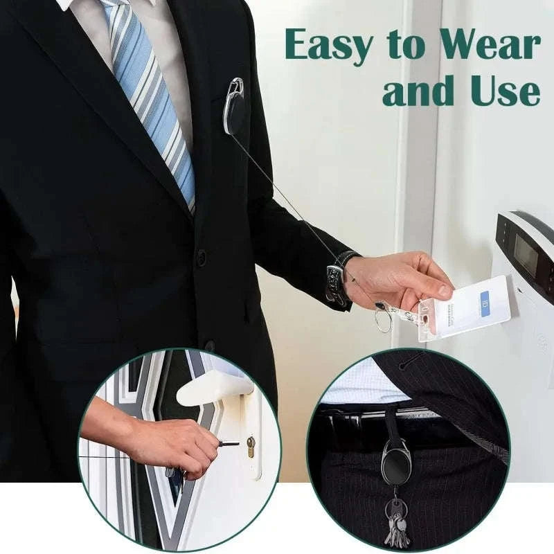 Retractable Badge Reel Holder – Heavy-Duty Metal Design-White 2pcs