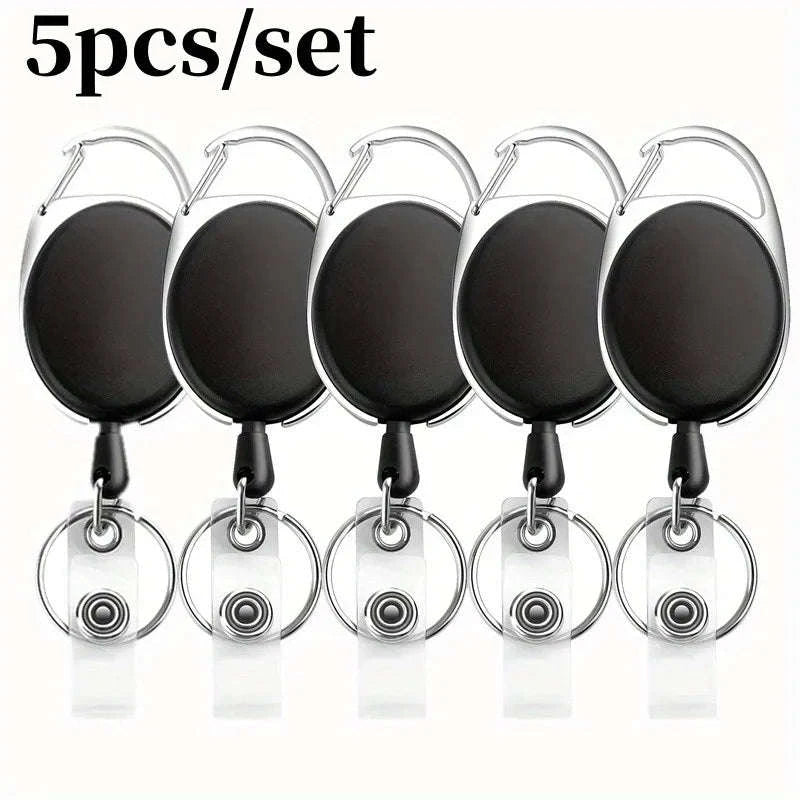 Retractable Badge Reel Holder – Heavy-Duty Metal Design-White 2pcs