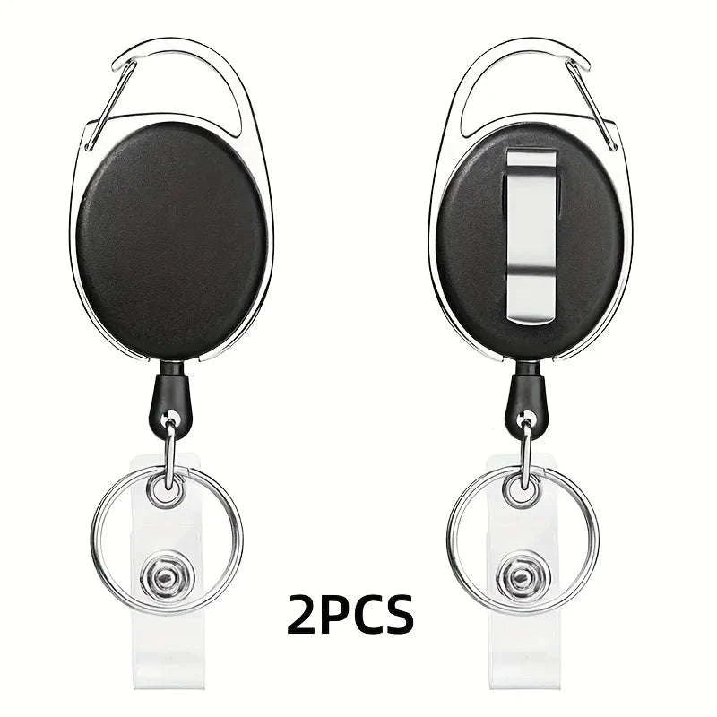 Retractable Badge Reel Holder – Heavy-Duty Metal Design-White 2pcs