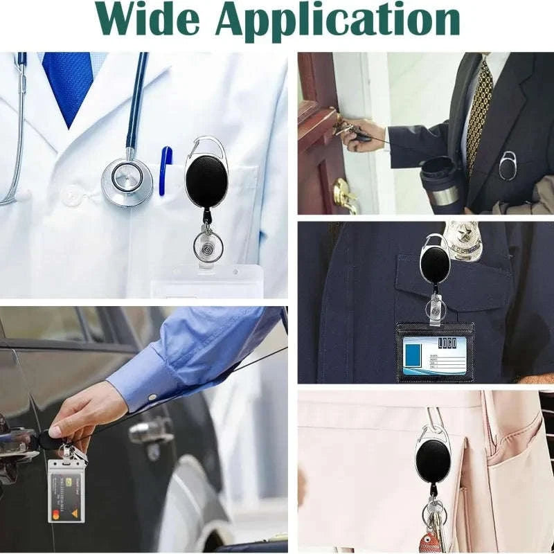 Retractable Badge Reel Holder – Heavy-Duty Metal Design-White 2pcs