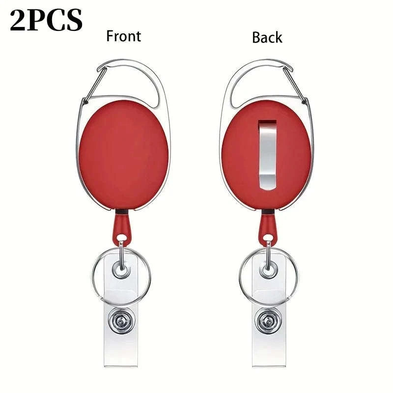 Retractable Badge Reel Holder – Heavy-Duty Metal Design-White 2pcs