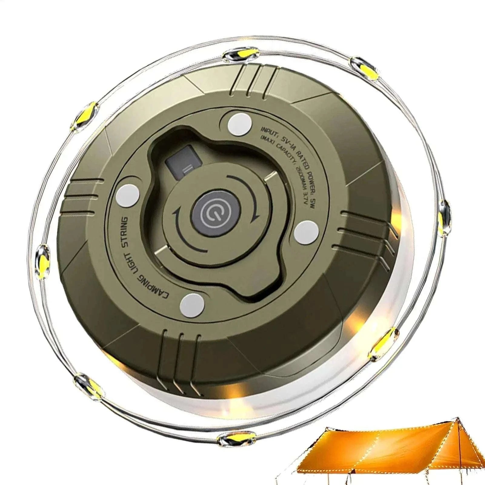 Retractable Camping String Lights 20m USB-C Rechargeable 2600mAh-A
