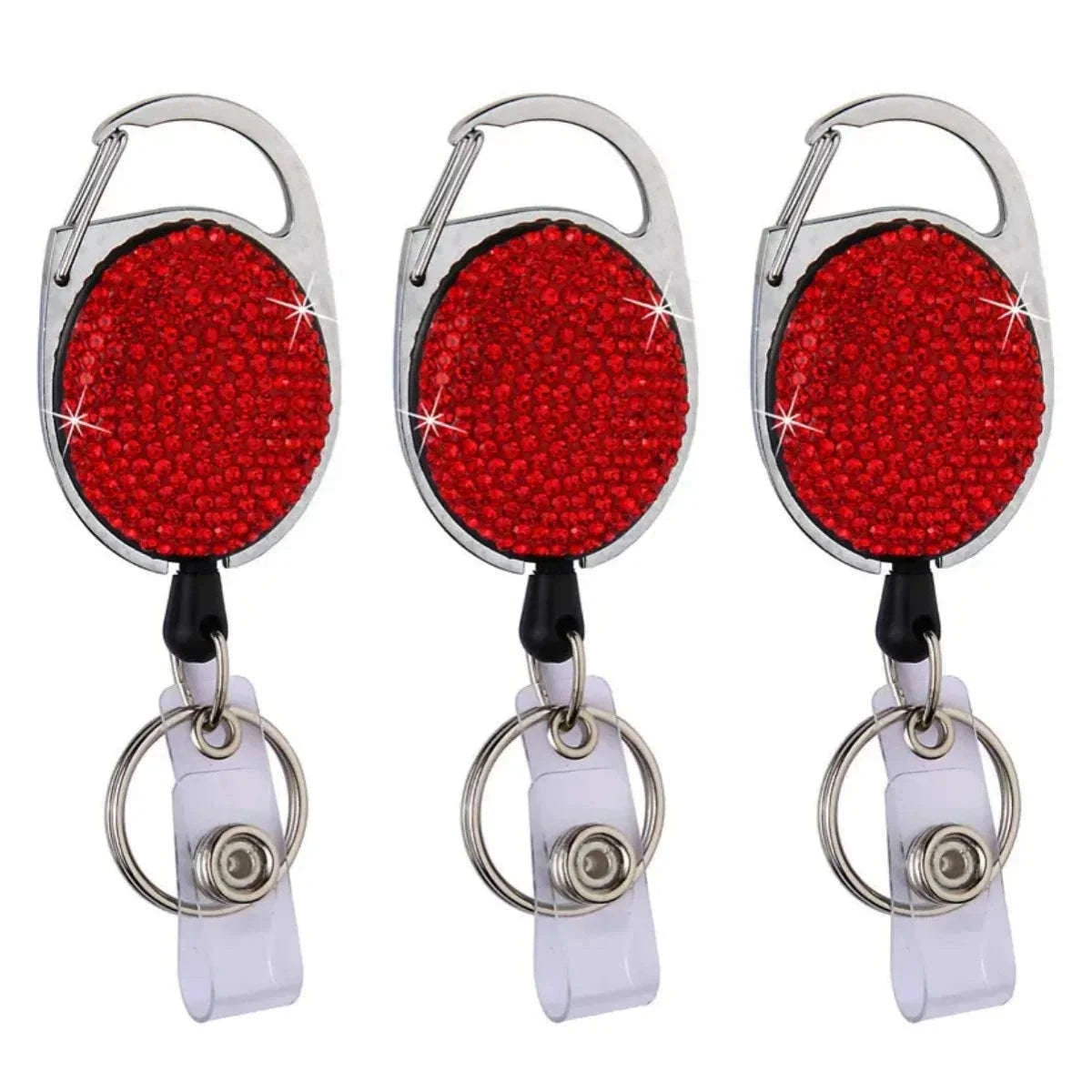 Retractable Crystal ID Badge Reel Keychain-9pcs-set
