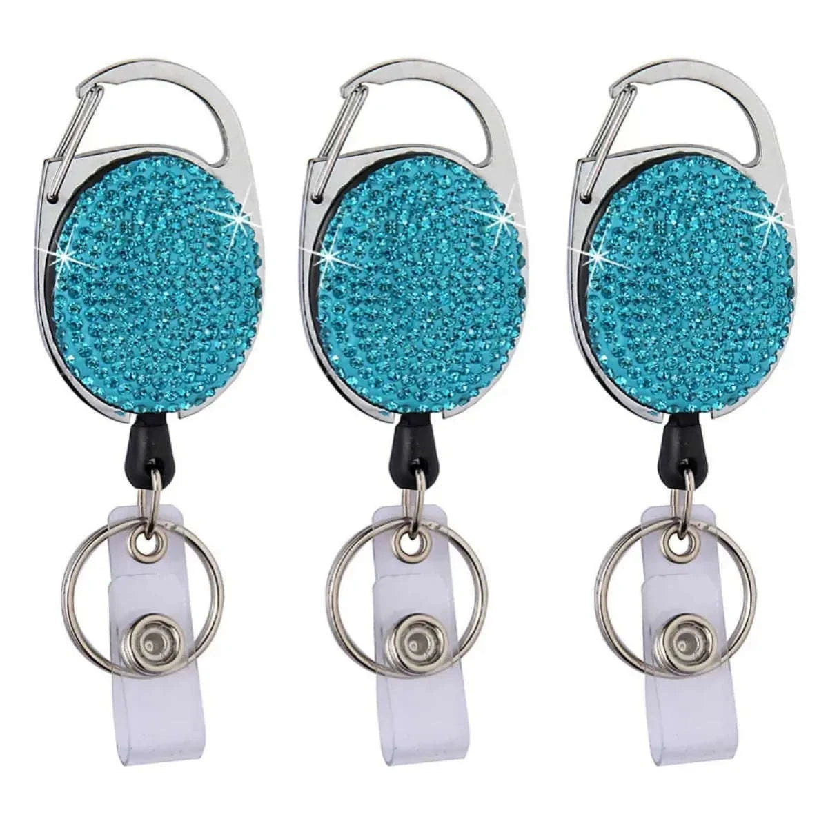 Retractable Crystal ID Badge Reel Keychain-9pcs-set