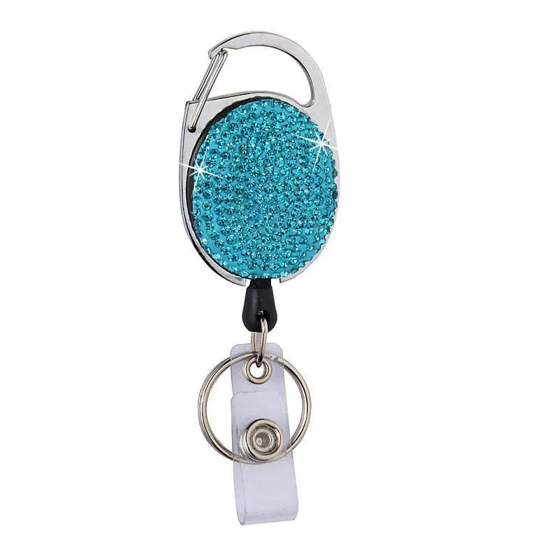 Retractable Crystal ID Badge Reel Keychain-9pcs-set
