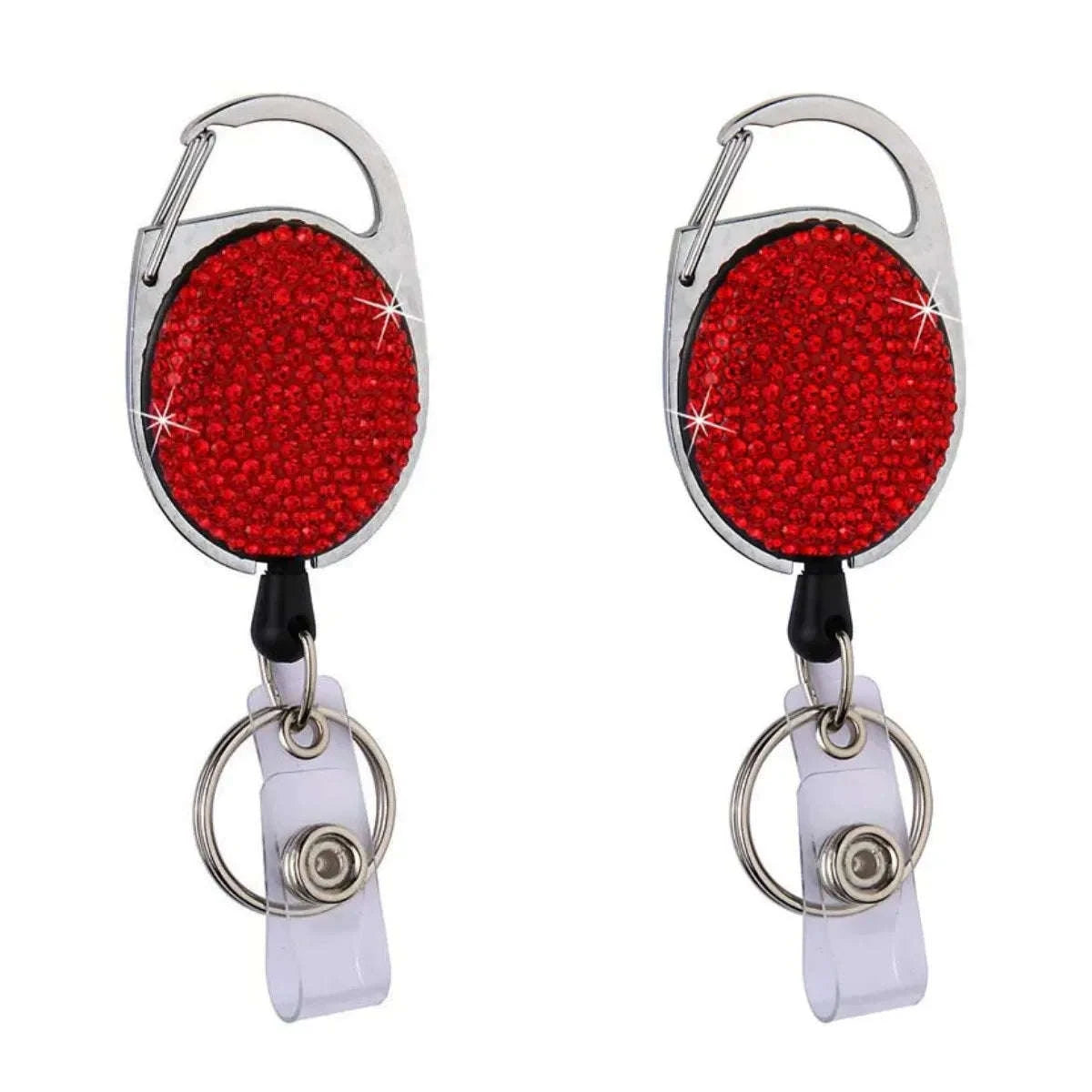 Retractable Crystal ID Badge Reel Keychain-9pcs-set