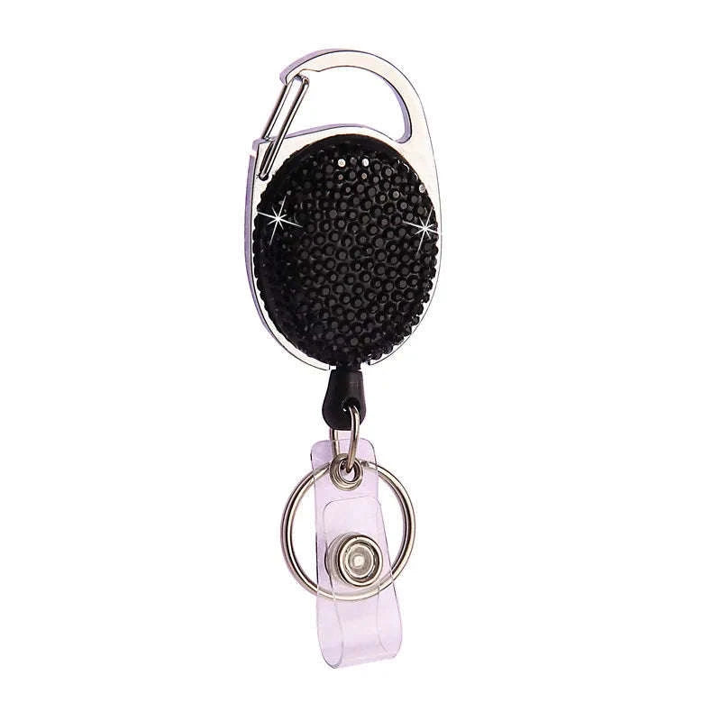 Retractable Crystal ID Badge Reel Keychain-9pcs-set
