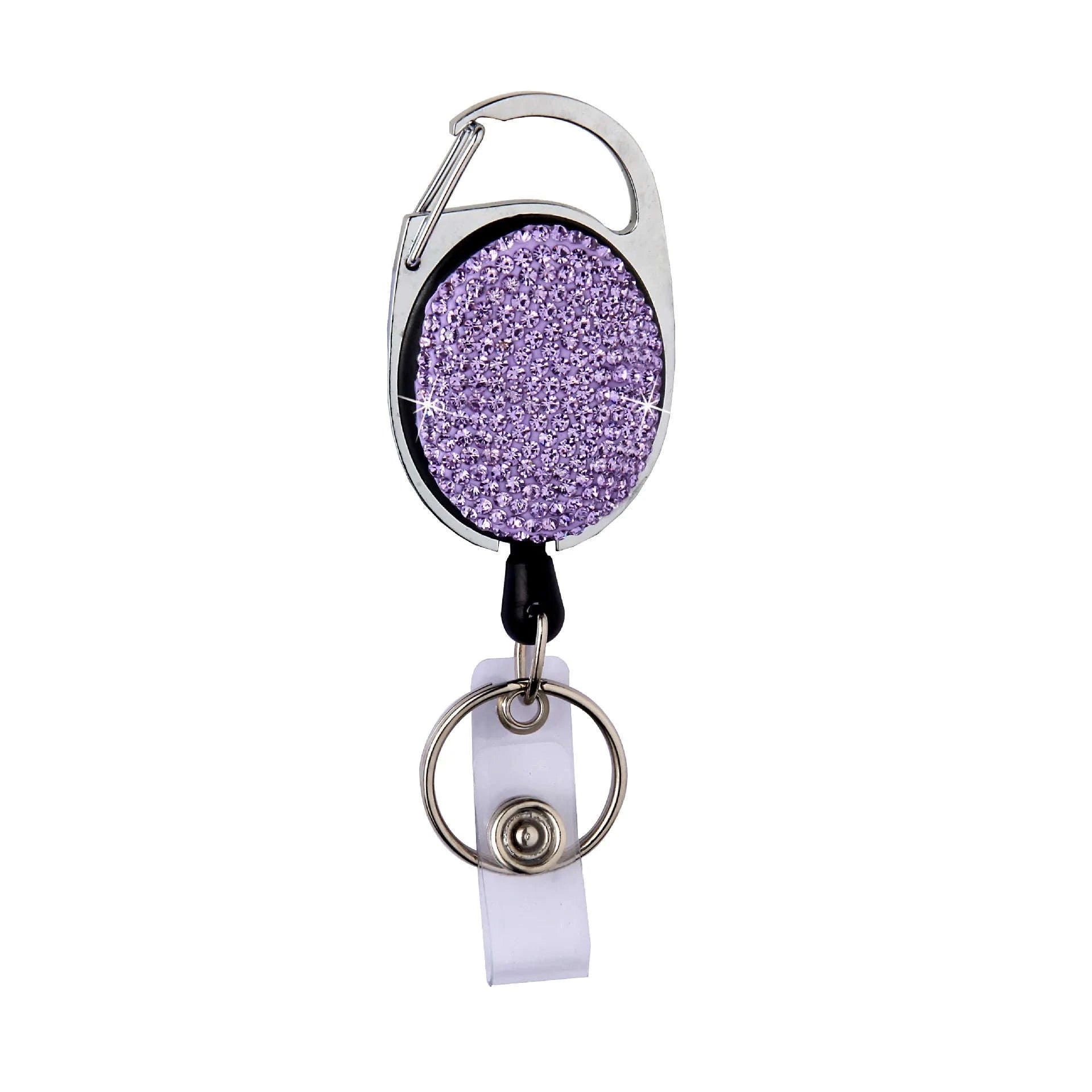 Retractable Crystal ID Badge Reel Keychain-9pcs-set