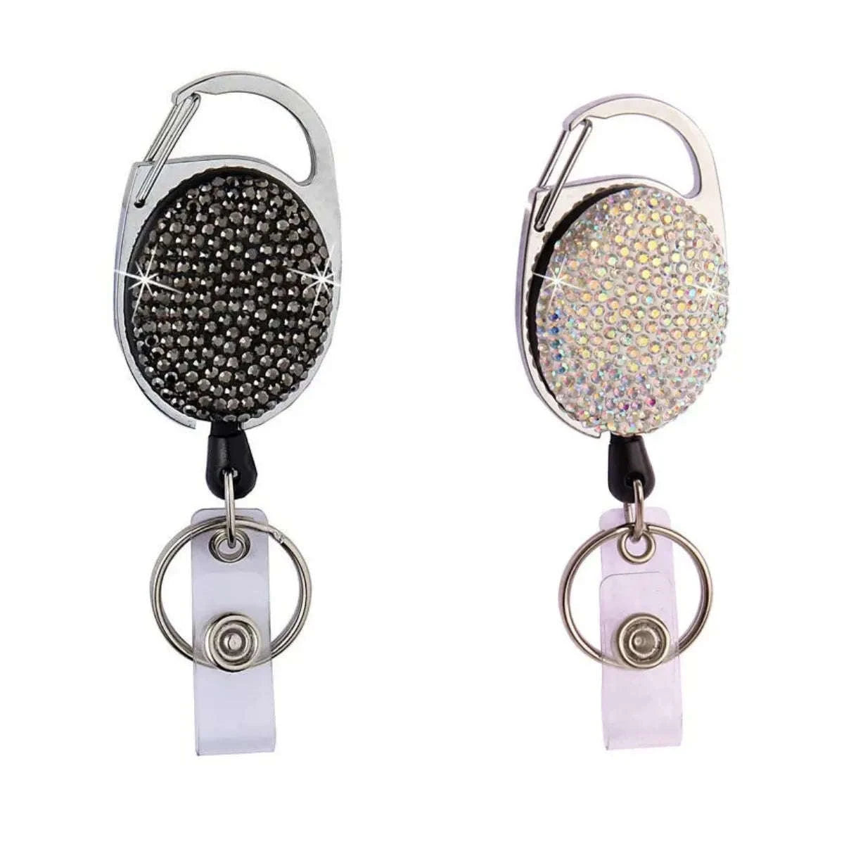 Retractable Crystal ID Badge Reel Keychain-9pcs-set