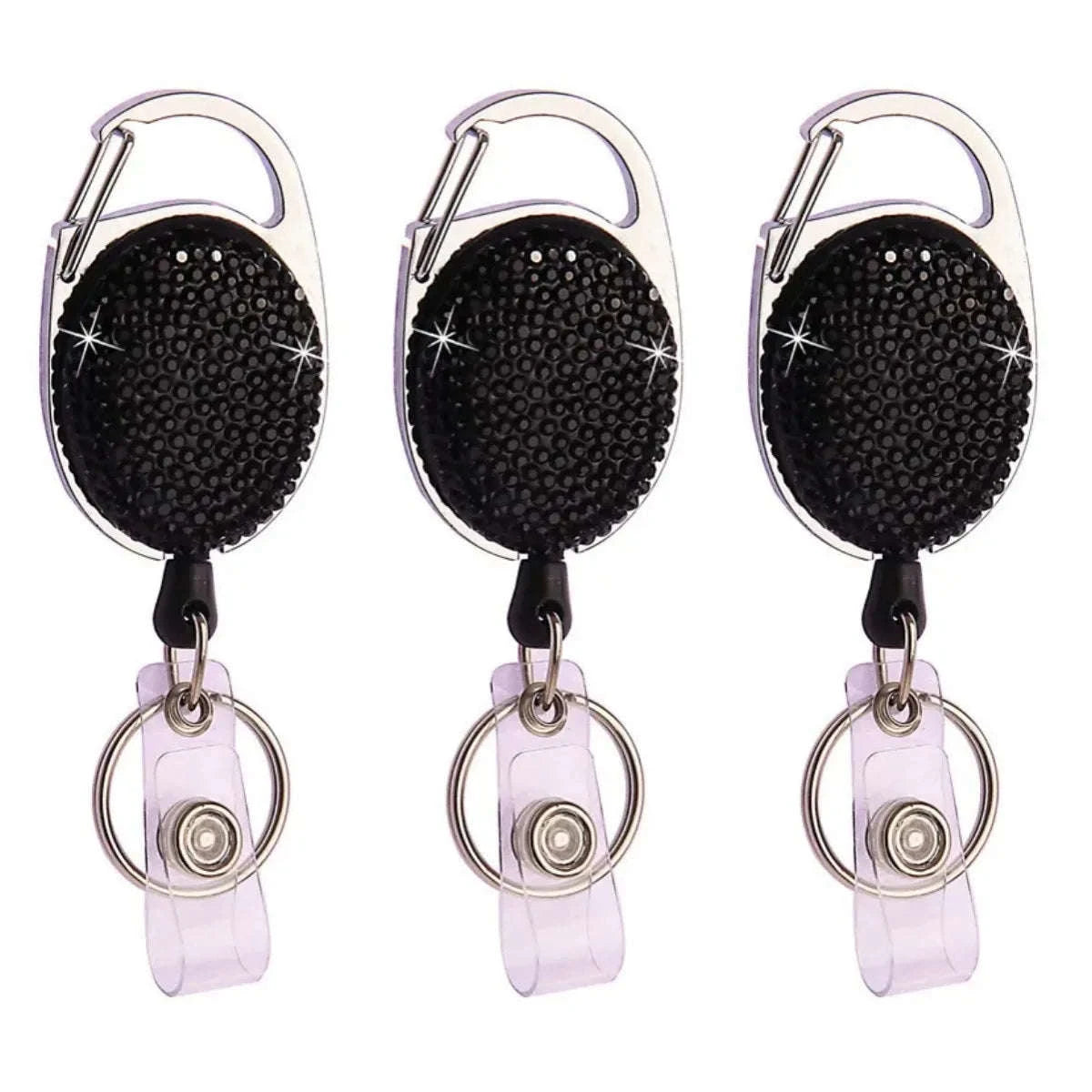 Retractable Crystal ID Badge Reel Keychain-9pcs-set