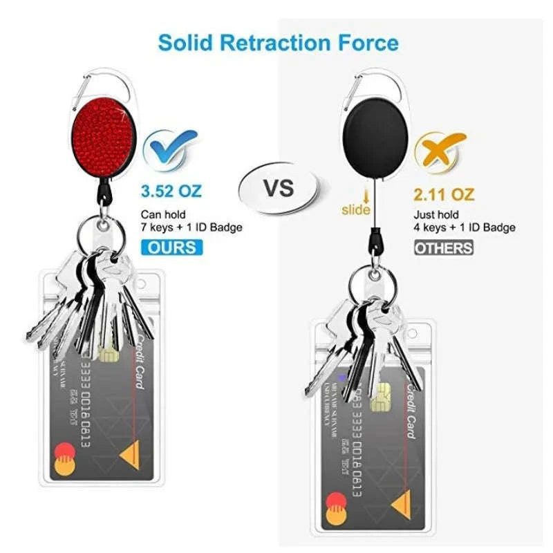 Retractable Crystal ID Badge Reel Keychain-9pcs-set