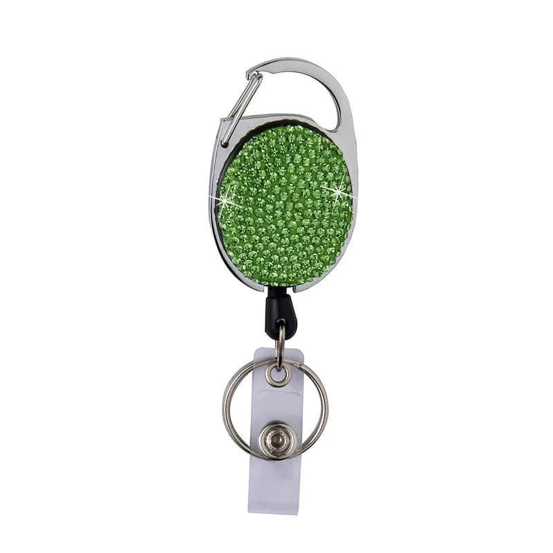 Retractable Crystal ID Badge Reel Keychain-9pcs-set