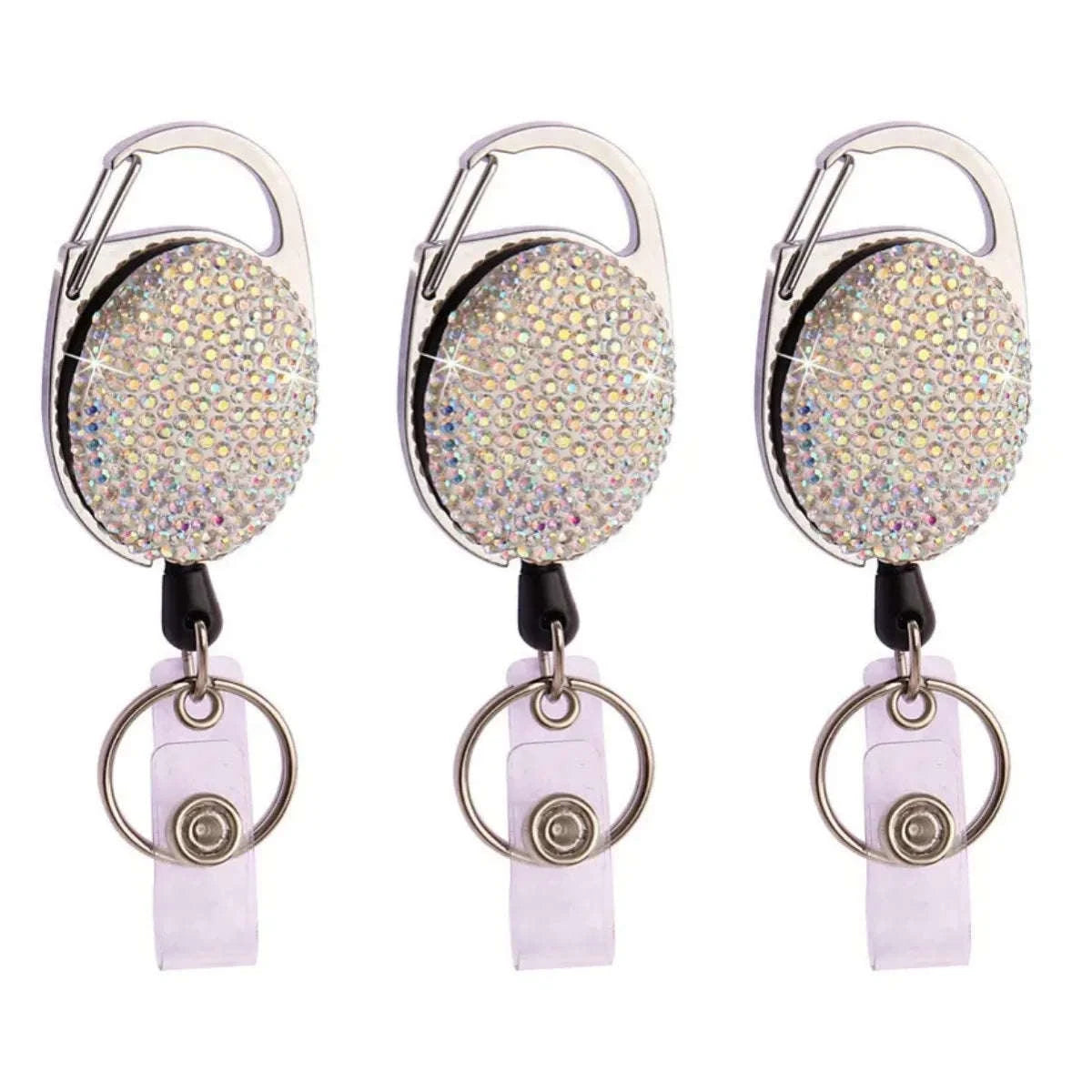 Retractable Crystal ID Badge Reel Keychain-9pcs-set