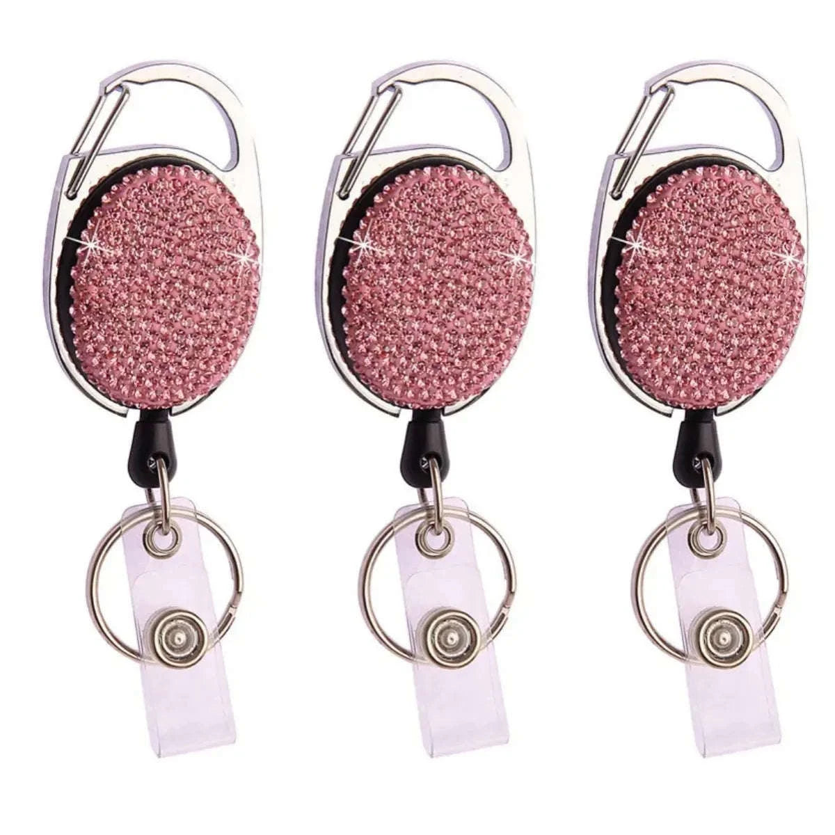 Retractable Crystal ID Badge Reel Keychain-9pcs-set