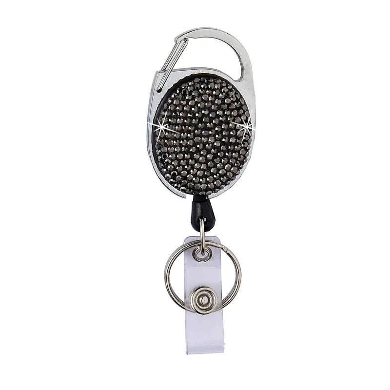 Retractable Crystal ID Badge Reel Keychain-9pcs-set