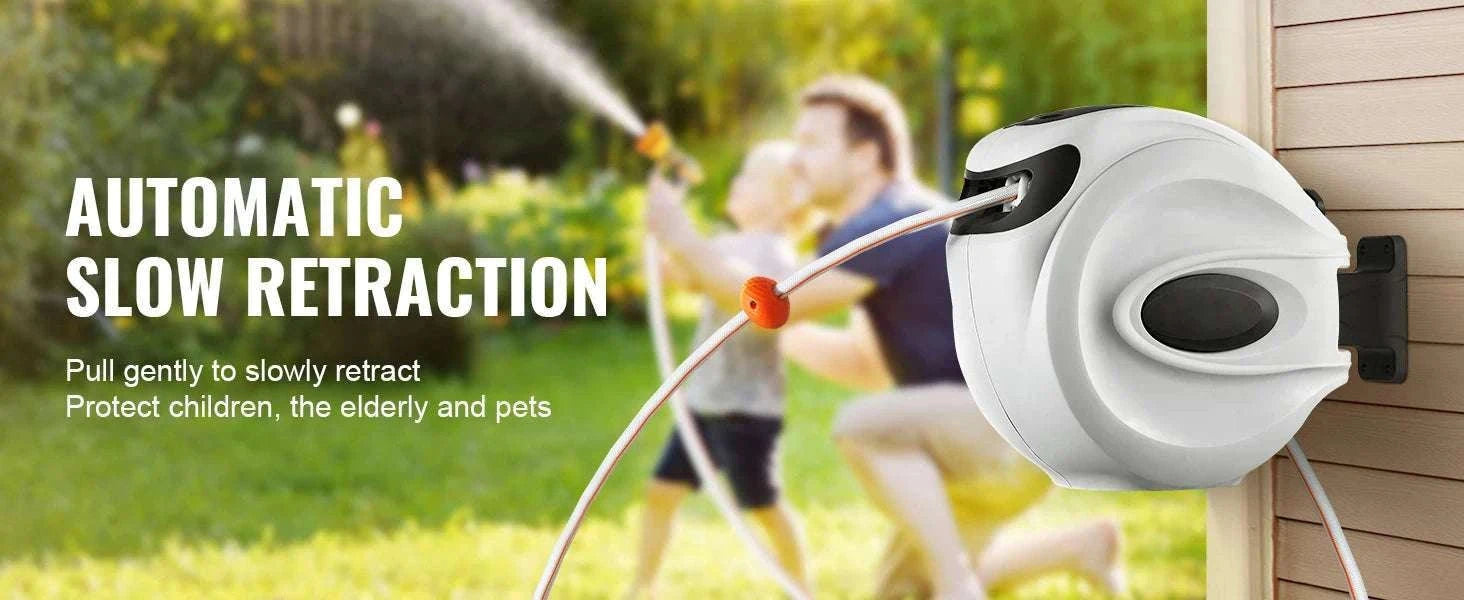 Retractable Garden Hose Reel with 180° Swivel & Auto Rewind System-65ft / 5/8'' / 50ft|United States