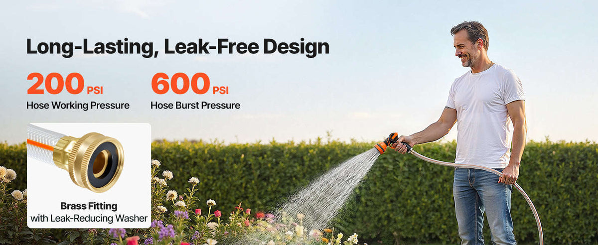 Retractable Hose Reel 82 ft x 1/2 in Wall-Mounted with 180° Swivel Bracket and 9-Pattern Nozzle-25m0.5in2m / CZECH REPUBLIC