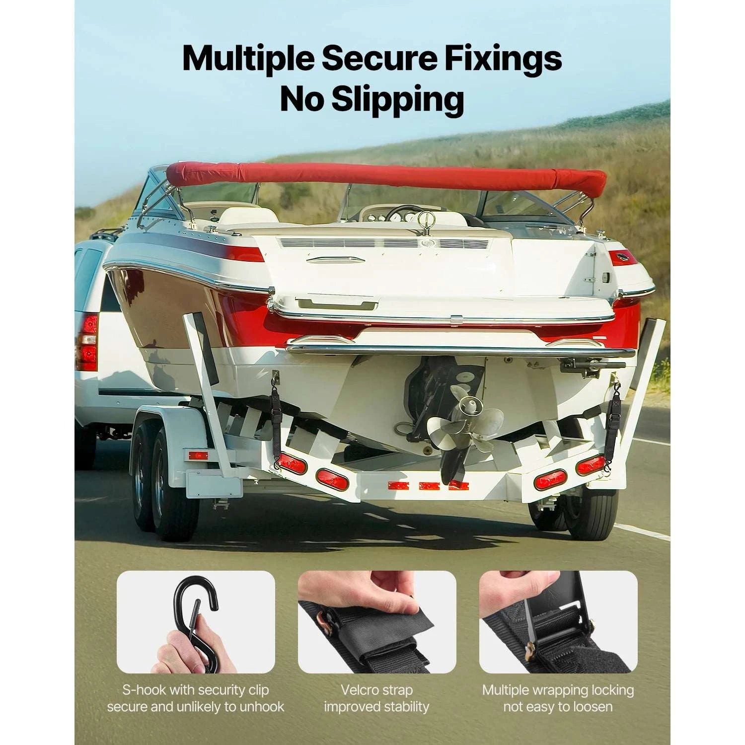 Retractable Ratchet Straps 2in Cargo Tie Down with S Hooks (2-Pack)-4ft / United States