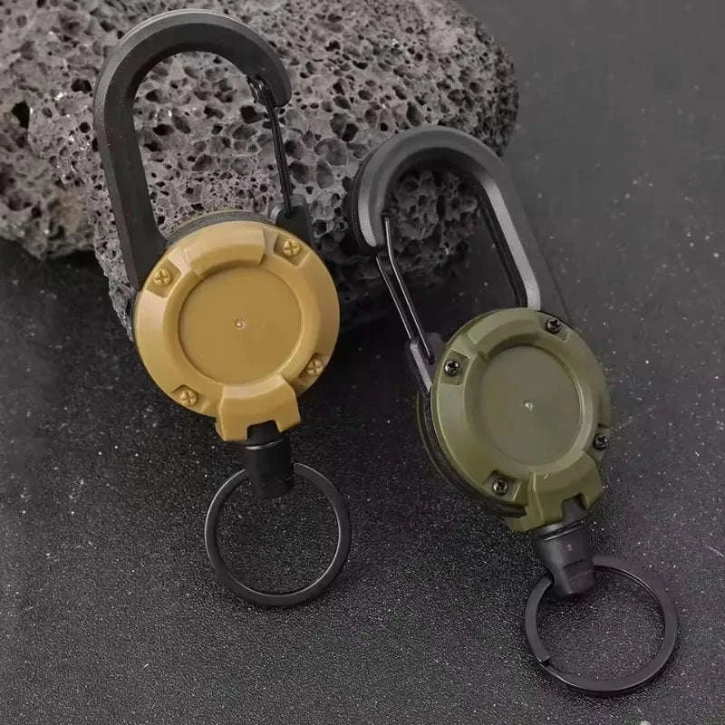 Retractable Rope Carabiner Key Holder-2pcs Black