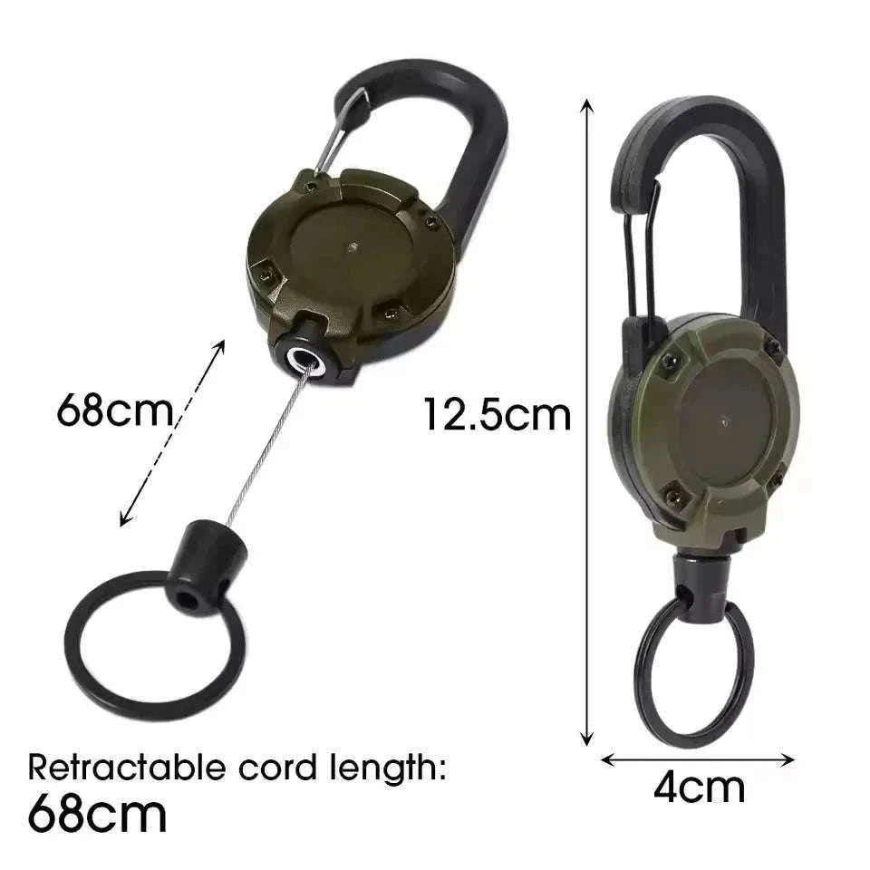 Retractable Rope Carabiner Key Holder-2pcs Black