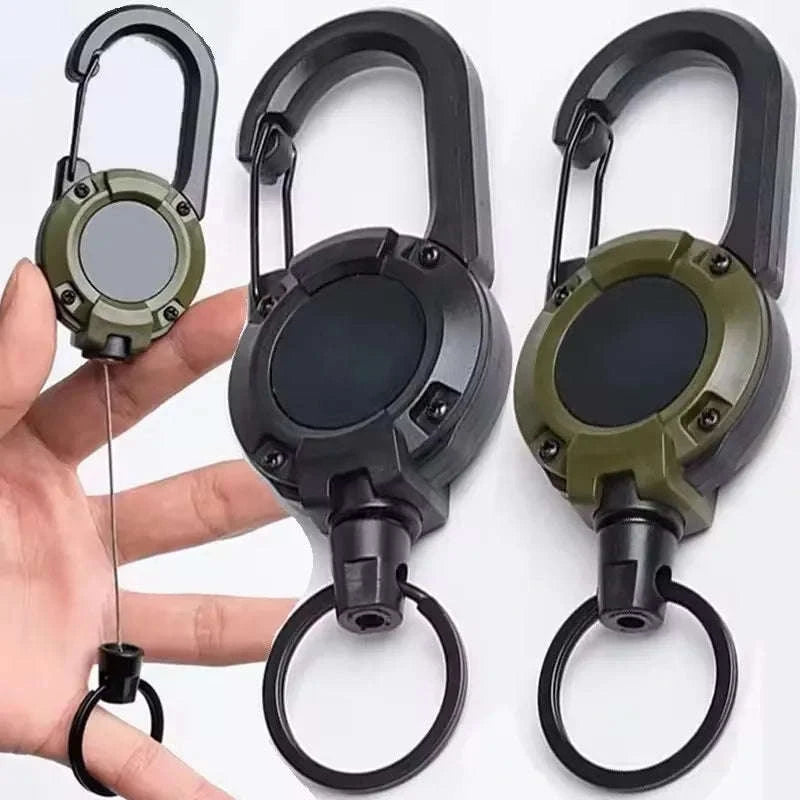 Retractable Rope Carabiner Key Holder-2pcs Black