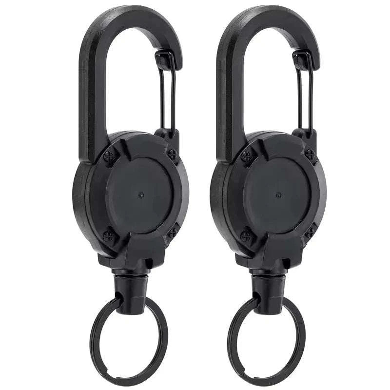 Retractable Rope Carabiner Key Holder-2pcs Black