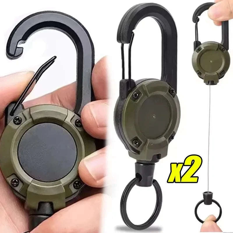 Retractable Rope Carabiner Key Holder-2pcs Black